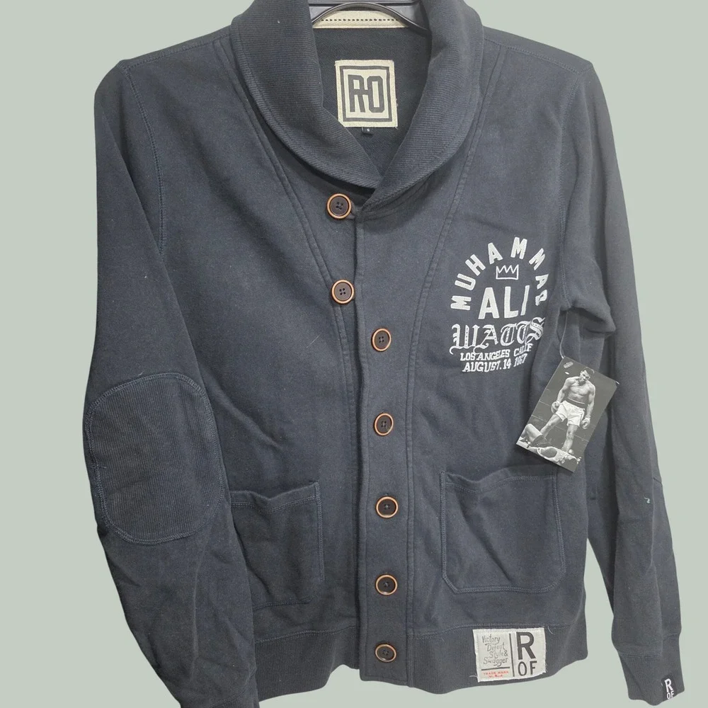 Roots of Fight Muhammad Ali Watts 1967 Shawl Collar Cardigan‎ Mens Small NWT